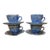 Vintage Royal Copenhagen/Cumberland Usa Blue Spongeware 4 Cups & 4 Saucers- For Sale