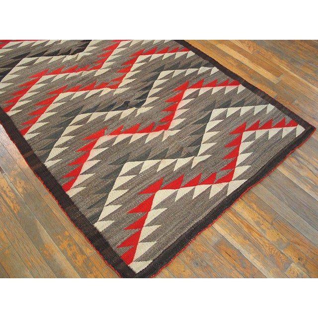 1930s Multicolo Zig Zag Antique American Navajo Rug 3' 9"x 6' 4" Flatweave Wool Carpet For Sale - Image 4 of 5