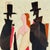 Figurative Vintage Signed by "Youst". Early 20th C. Original Signed Collage Silhouette Theatrical Painting For Sale - Image 3 of 8