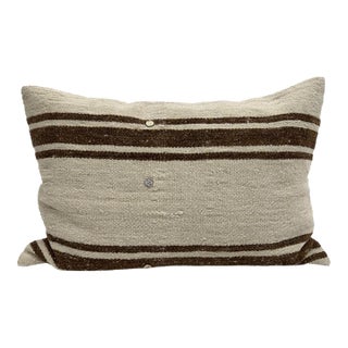 Turkish Hemp Pillow Cushion Natural Beige Brown Pillow Cushion Cover 16" x 24" For Sale