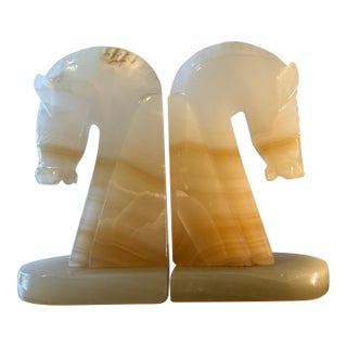1980s Horse Bookends Marble Pair For Sale
