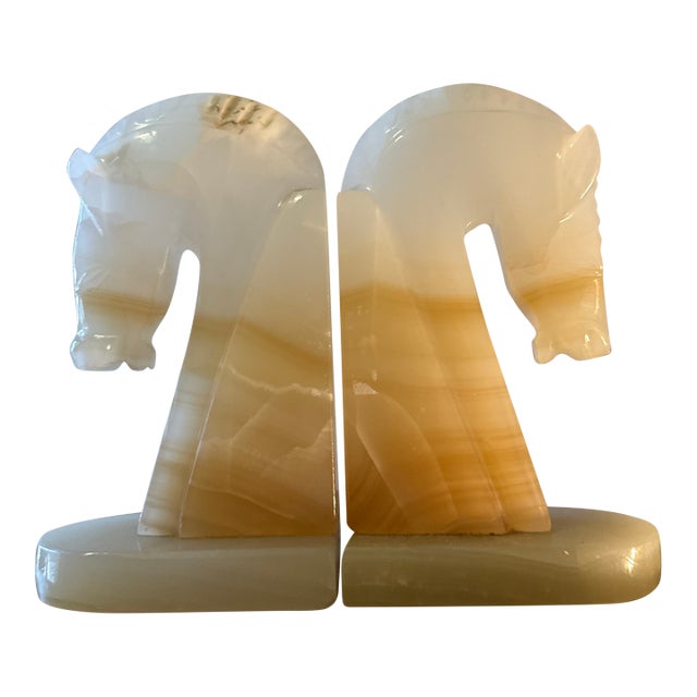 1980s Horse Bookends Marble Pair For Sale