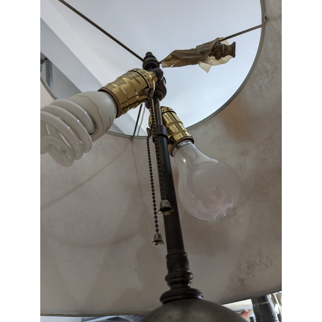 Mid 20th Century Bronze and Marbled Glass Table Lamp For Sale - Image 9 of 12