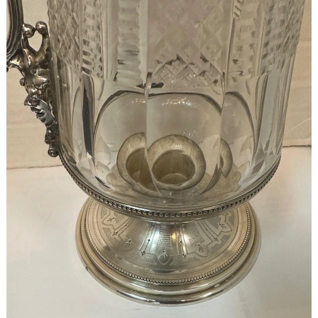Late 19th Century Late 19th Century German Silverplate & Crystal Claret For Sale - Image 5 of 11