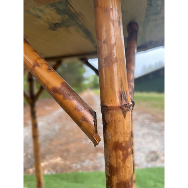 Late 19th Century Late 19th Century Victorian Era Tiger Bamboo Wabi Sabi Naturally Distressed Octoganal Side Table For Sale - Image 5 of 7