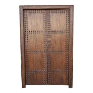Vintage 1990s Double Panel Moroccan Riad Wooden Door, Lm29