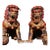Monumental Pair of Vintage Gilt Bronze & Cinnabar Guardian Lions – Large Temple Foo Dogs For Sale