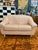 1980's 100% Leather Made in Italy Overstuffed Peach Loveseat, Pale Pink W Light Birch Legs For Sale - Image 4 of 9