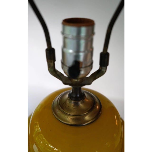 Mid Century Marigold Yellow Ginger Jar Lamps With Matching Finials - a Pair For Sale - Image 9 of 10