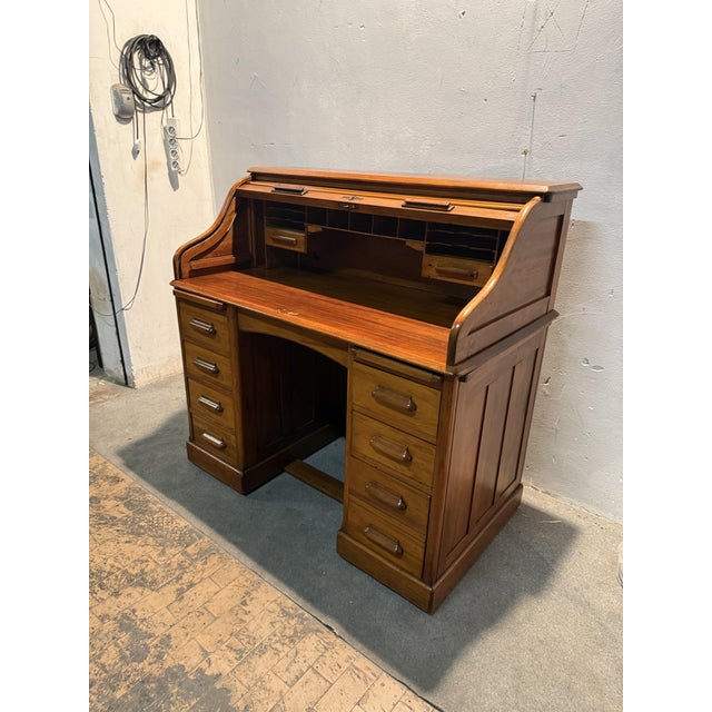 Roller Shutter Desk, 1890s For Sale - Image 6 of 11