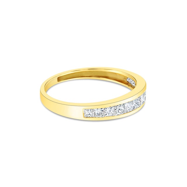 Contemporary Princess Cut Channel Set Diamond Ring .50cttw 14k Yellow Gold, Size 5.25 For Sale - Image 3 of 3