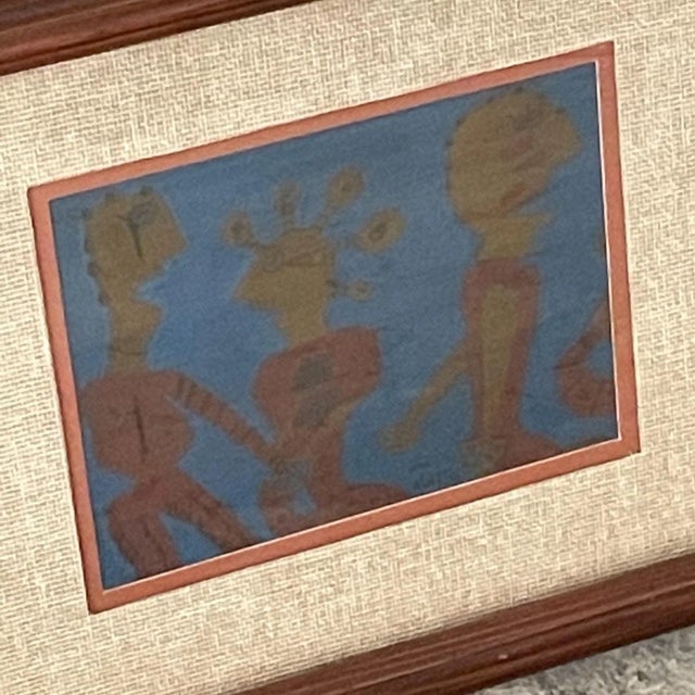 Blue 1970s Abstract Modernist Artwork Comical Figurative Lithograph For Sale - Image 8 of 9