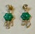 Gemstone 12Ct Carved Emerald & 5 Ct Rose Diamond Dangling Post Earrings 22 Kt Yellow Gold For Sale - Image 7 of 18