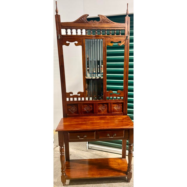 Mid 20th Century Mahogany Hall Tree With Mirror For Sale - Image 11 of 12