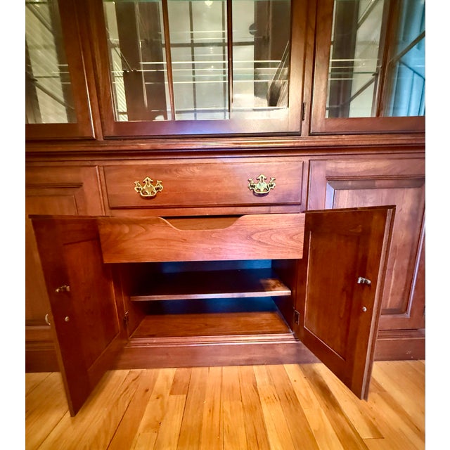Pennsylvania House Pennsylvania House Solid Cherry Lighted China Cabinet For Sale - Image 4 of 11