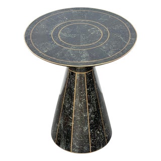 Modern Brass-Inlaid Tessellated Marble Side Table, Attributed to Maitland Smith For Sale
