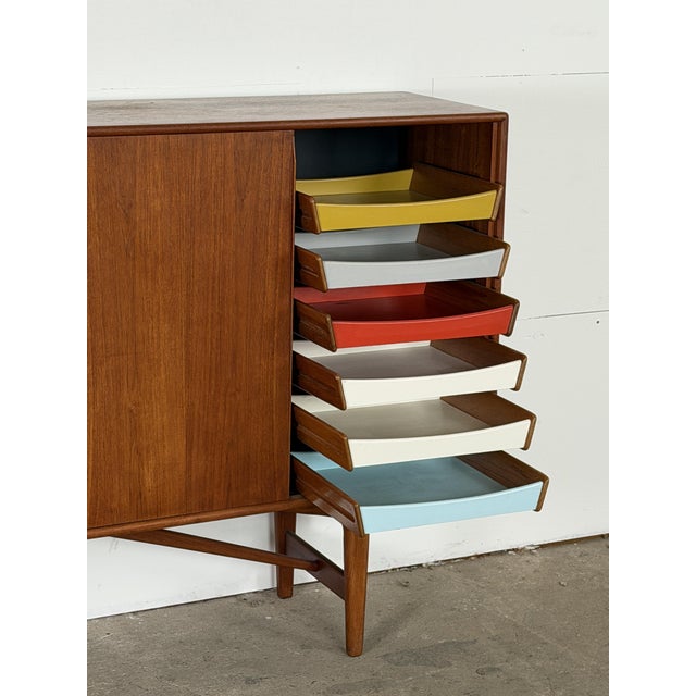 Mid-Century Modern Teak Sideboard with Colored Drawers, 1960s For Sale - Image 4 of 16