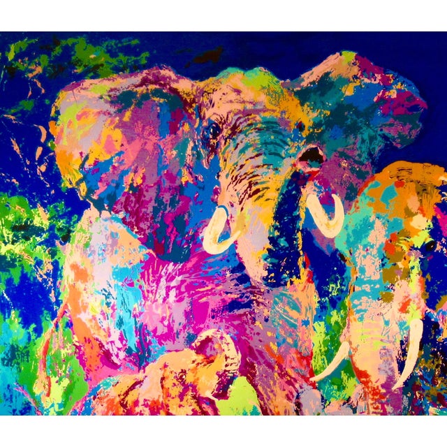 Leroy Neiman Le Roy Neiman "Elephant Family" Large Original Serigraph. 1983 Original Print For Sale - Image 4 of 8