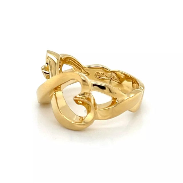 Late 20th Century Tiffany & Co. Picasso Infinity 18k Yellow Gold Double Hearts Ring - Size 6.5 For Sale - Image 5 of 8