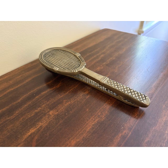 French Country Late 20th Century Cast Brass Tennis Racket Door Knocker For Sale - Image 3 of 8