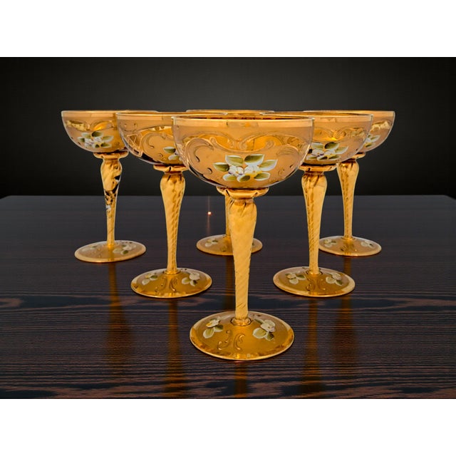 Tre Fuochi Murano Glass Champagne Flutes from Manifattura di Murano, 1960s, Set of 6 For Sale - Image 10 of 12