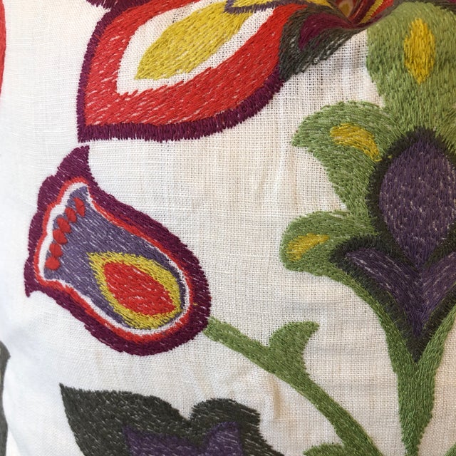 Hamilton Fabrics Floral Embroidered Linen 22” PillowsA Pair Chairish