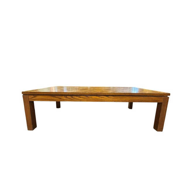 Mid-Century Modern Oak Parquet Coffee Table With Herringbone Top For Sale - Image 10 of 10