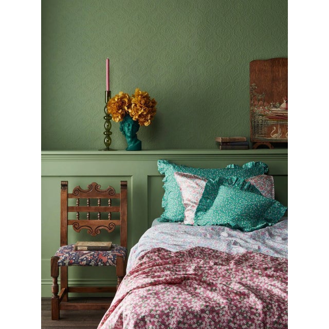 Gathered Edge Pillowcase Made With Liberty Fabric Meadow Song & Strawberries & Cream For Sale - Image 4 of 5