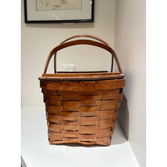 Shabby Chic Vintage Picnic Basket For Sale - Image 3 of 9