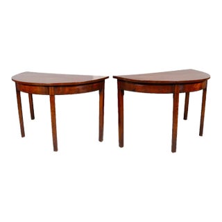 Pair George III Mahogany Demilune Console Tables For Sale