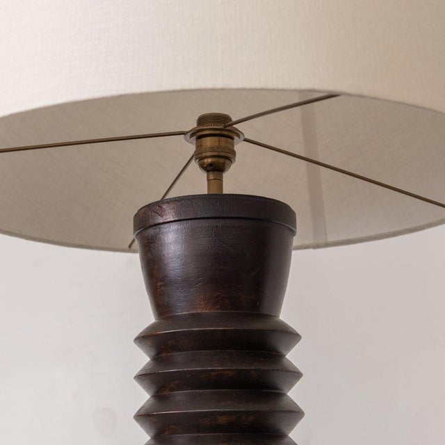 Wood 1940s Heavy French Carved Wood Floor Lamp in the Style of Charles Dudouyt For Sale - Image 7 of 13