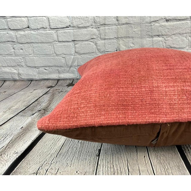 20 x 20 Hemp Pillow Turkish Cushion Natural Pinkish Red Pillow Cushion Cover For Sale - Image 4 of 4