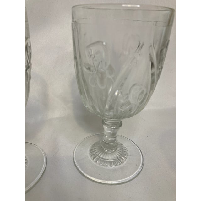 1920's Jeanette Glass Co. Iris Water Goblets- Set of 4 For Sale - Image 4 of 6