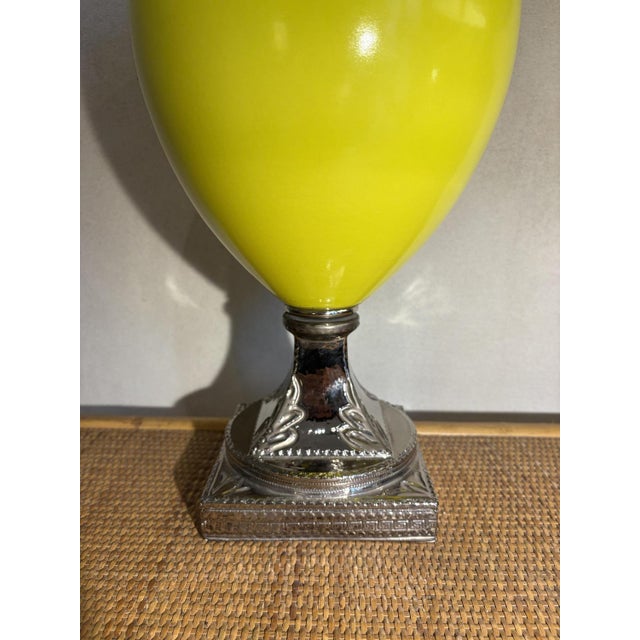 Ceramic Table Lamp with Platinum Decoration, 1980s For Sale - Image 4 of 5