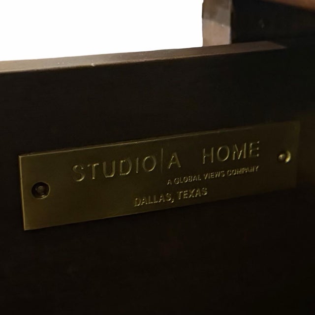 Studio a Home Oslo Etagere in Dark Ash Wood and Brass-Bronze Finished Metal For Sale - Image 9 of 12