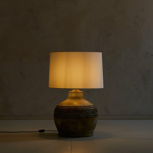 A French ceramic table lamp from the 1960s, hand-crafted in Vallauris—a picturesque seaside village in the South of France...