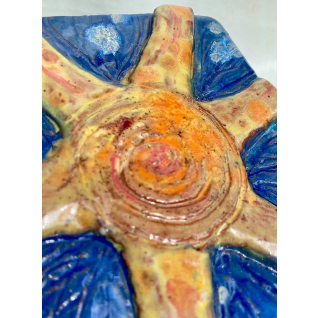 Hand Built Sculptural Blue Glazed Ceramic Box With Fitted Lid For Sale In Miami - Image 6 of 9