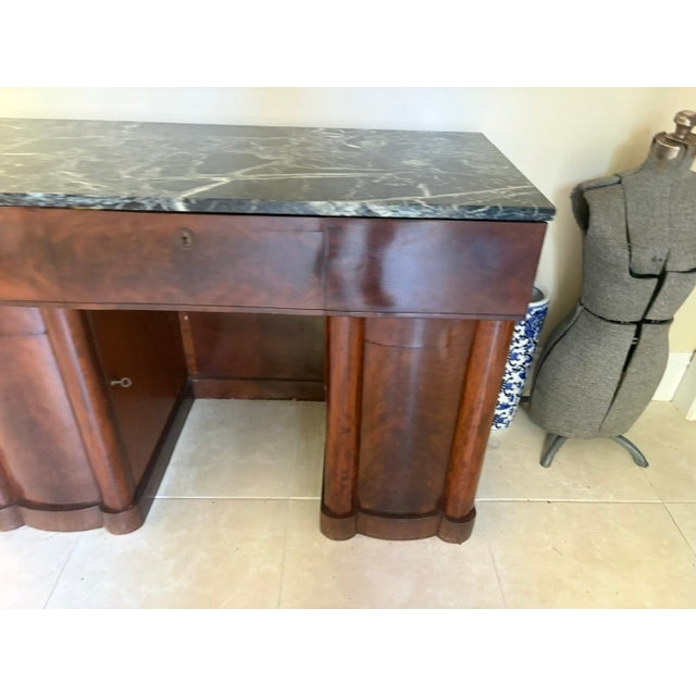 Wood Very Rare Antique Mahogany Marble Top Writing Desk Circa 1820 For Sale - Image 7 of 9