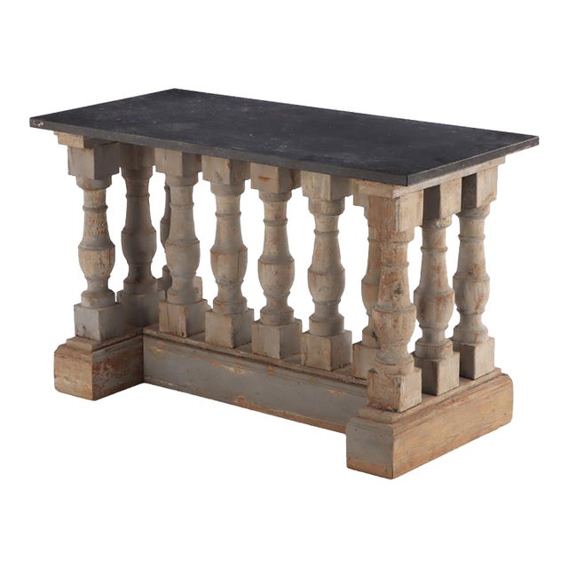 French Balustrade Marble Top Console or Center Table, 20th C. For Sale