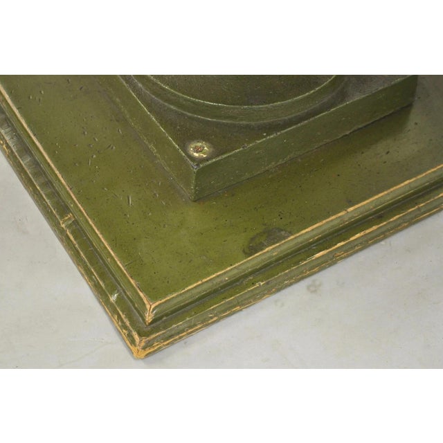 Green Italian Classical Cast Iron Urn Planter Pedestal Base Round Marble Dining Table For Sale - Image 8 of 12