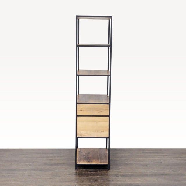 2020s Crate & Barrel Knox Modern 5-Tier Industrial Bookshelf With Metal Frame and Wood Shelves For Sale - Image 5 of 6