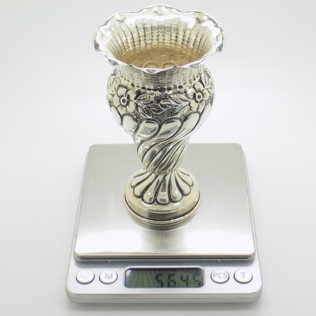 Vintage Italian Handmade Silver Vase, Palermo, Sicily, Italy, 1970s For Sale - Image 12 of 15