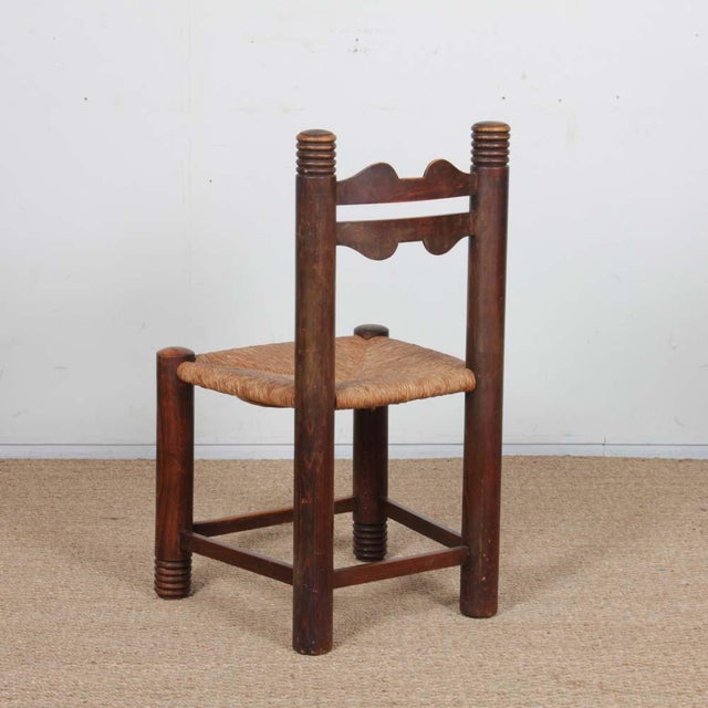 Brown French Wood Straw-Seated Chairs, 1950s, Set of 4 For Sale - Image 8 of 9