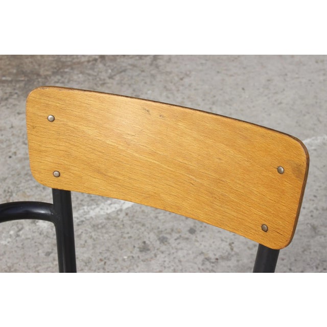 Steel & Wood Student Desk Chair by Jacques Hitier, France, 1950s For Sale - Image 10 of 13
