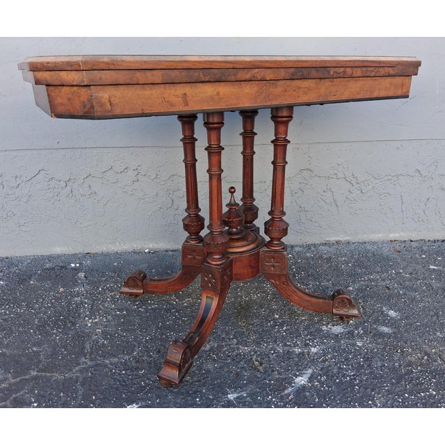 Traditional 19thc English Regency Gambling Table/ Console/ Mahogany Inlaid on Briar For Sale - Image 3 of 18