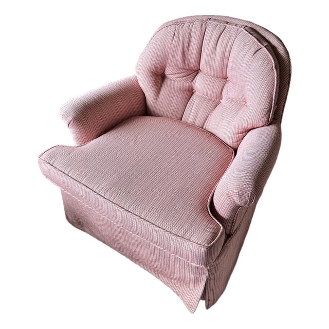 Mid 20th Century Pink Striped Upholstered Club Chair For Sale