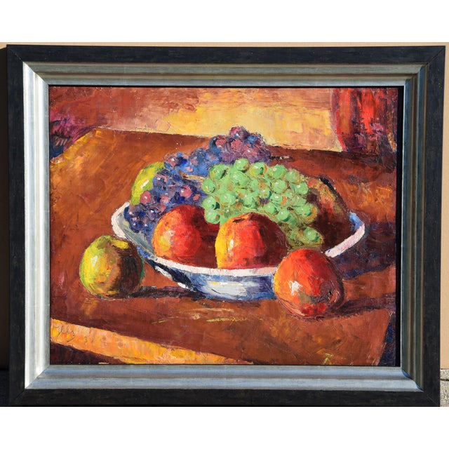 Modern Jean Lehmann, Still Life with Apples and Grapes, 1931, Oil on Canvas For Sale - Image 3 of 14