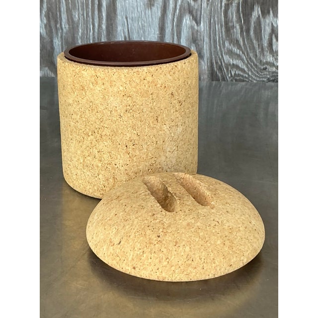 Chill your beverages in distinctive style with this Vintage Boho Neiman Marcus Cork Ice Bucket. Crafted from natural cork,...