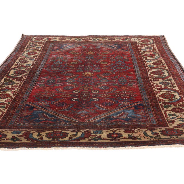 Mid-Century Modern Antique Persian Lilihan Rug - 04'09 X 06'05 For Sale - Image 3 of 9