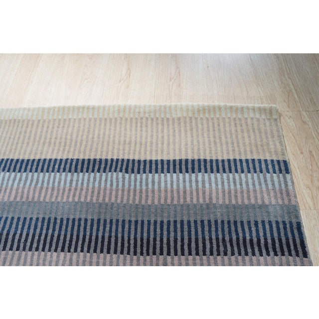 Light Gray 10x14 Jade Sophisticated Multicolor Mauve Striped Handmade Wool Carpet Rug For Sale - Image 8 of 8